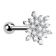 Micro barbell silver snowflake with crystals