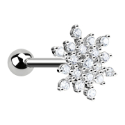 Micro Barbell argent flocon de neige avec cristaux