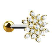 Micro barbell 14k gold-plated snowflake with crystals