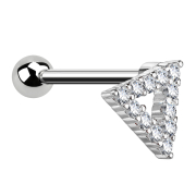 Micro barbell silver triangle with crystals
