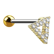 Micro barbell 14k gold-plated triangle with crystals