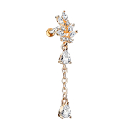 Micro barbell rose gold with crystal pendant