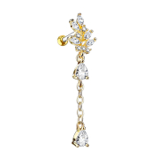 Micro Barbell 14k doré avec pendentif cristal