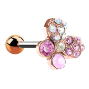 Micro barbell rose gold butterfly with crystals