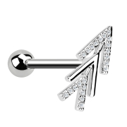 Micro barbell silver triple arrow with crystals