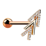 Micro barbell rose gold triple arrow with crystals