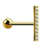 Micro barbell 14k gold-plated bar long with crystal