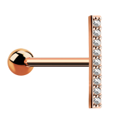 Micro barbell rose gold bar long with crystal