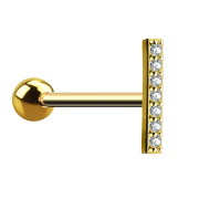 Micro barbell 14k gold-plated bar short with crystal