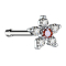 Nose stud straight silver flower with crystal red and silver