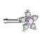 Nasenstecker gerade silber Blume mit Kristall pink und silber