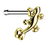 Straight gold-plated lizard nose stud