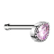 Nose stud straight silver crystal drops pink