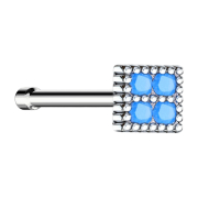 Nose stud straight silver square with turquoise stone