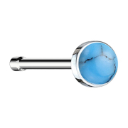 Nose stud straight silver with turquoise stone