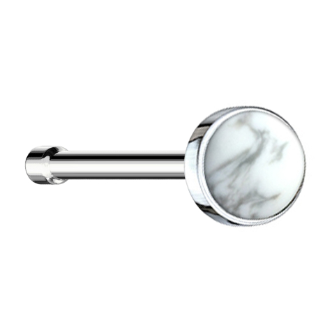 Nose stud straight silver with howlite stone