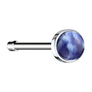 Nose stud straight silver with sodalite stone