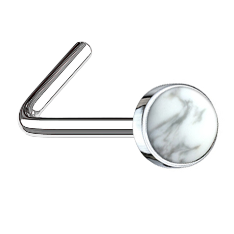 Clou de nez coudé argent avec pierre howlite