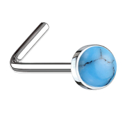 Nose stud angled silver with turquoise stone