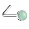 Angled silver nose stud with jade stone