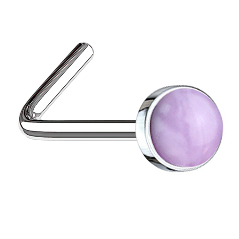 Nose stud angled silver with amethyst stone