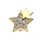 Dermal Anchor plaqué or 14k double étoile avec cristaux