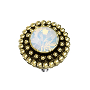 Gold-plated dermal anchor with opalite crystal