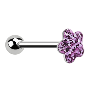 Barbell silver with ball and disk flower light purple...