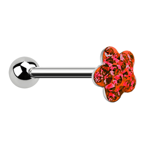 Barbell silver with ball and disk flower red epoxy protective layer
