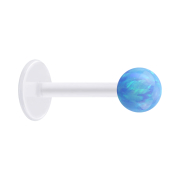 Micro Labret transparent avec boule opale bleu clair