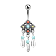 Banane argent Tribal carré avec pendentif