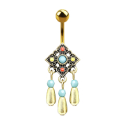 Banana gold-plated tribal square with pendant