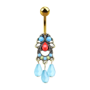 Banane dorée tribale filigrane avec pendentif...