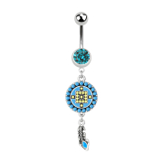 Banana in argento con ciondolo Aztec Tribal rotondo