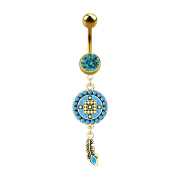 Banane dorée avec pendentif Aztec Tribal rond