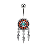 Banana silver Aztec tribal flower with pendant