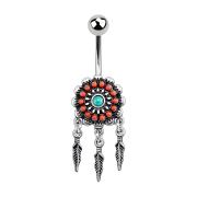 Banane silber Aztec Tribal Blume mit Anhänger