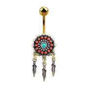 Banana gold-plated Aztec tribal flower with pendant