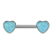 Barbell silver with heart druse stone aqua