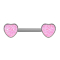 Barbell silver with heart druse stone pink