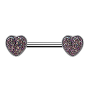 Barbell silver with heart druse stone black