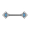 Barbell argent carré de fleurs filigrane avec opale bleue