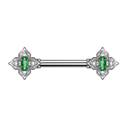 Barbell argent carré de fleurs filigrane avec...