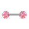 Barbell or rose fleurs rondes avec opale rose