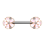 Barbell or rose fleurs rondes avec opale blanche