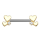 Barbell doppio cuore placcato oro con cristallo
