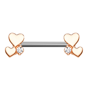 Barbell in oro rosa con doppio cuore e cristallo