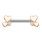 Barbell in oro rosa con doppio cuore e cristallo