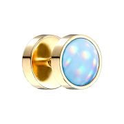 Fake Plug doré avec opalite bleue