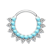 Micro Piercing Ring silber mit Türkis Steinen und...
